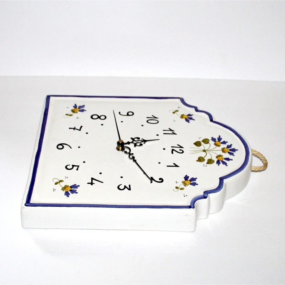 Vintage Williams Sonoma Porcelain Wall Clock Made in Italy white blue large